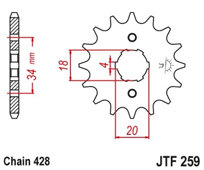 Steel Front Countershaft Sprocket - 17 Teeth 428 - Click Image to Close