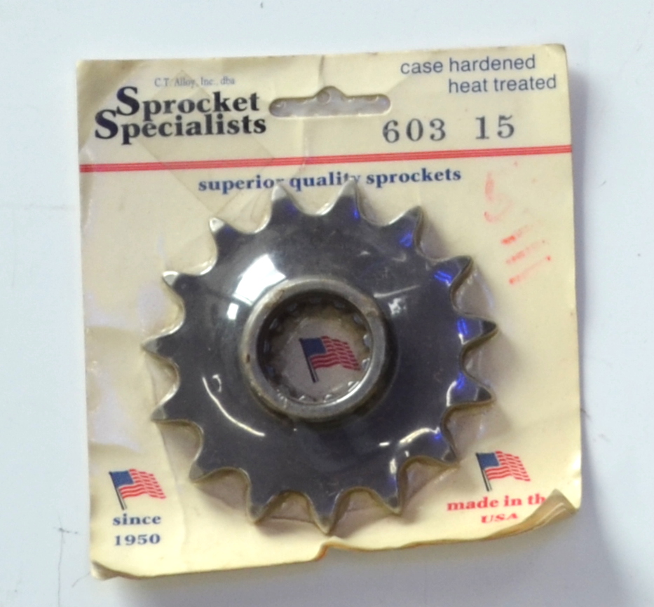 N.O.S. 15 TOOTH STEEL FRONT SPROCKET - Click Image to Close