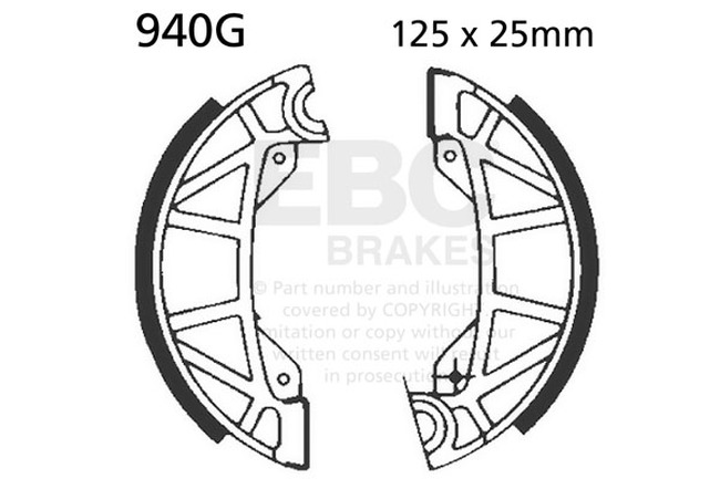 Grooved Organic Brake Shoes - 125 x 25 mm - Click Image to Close