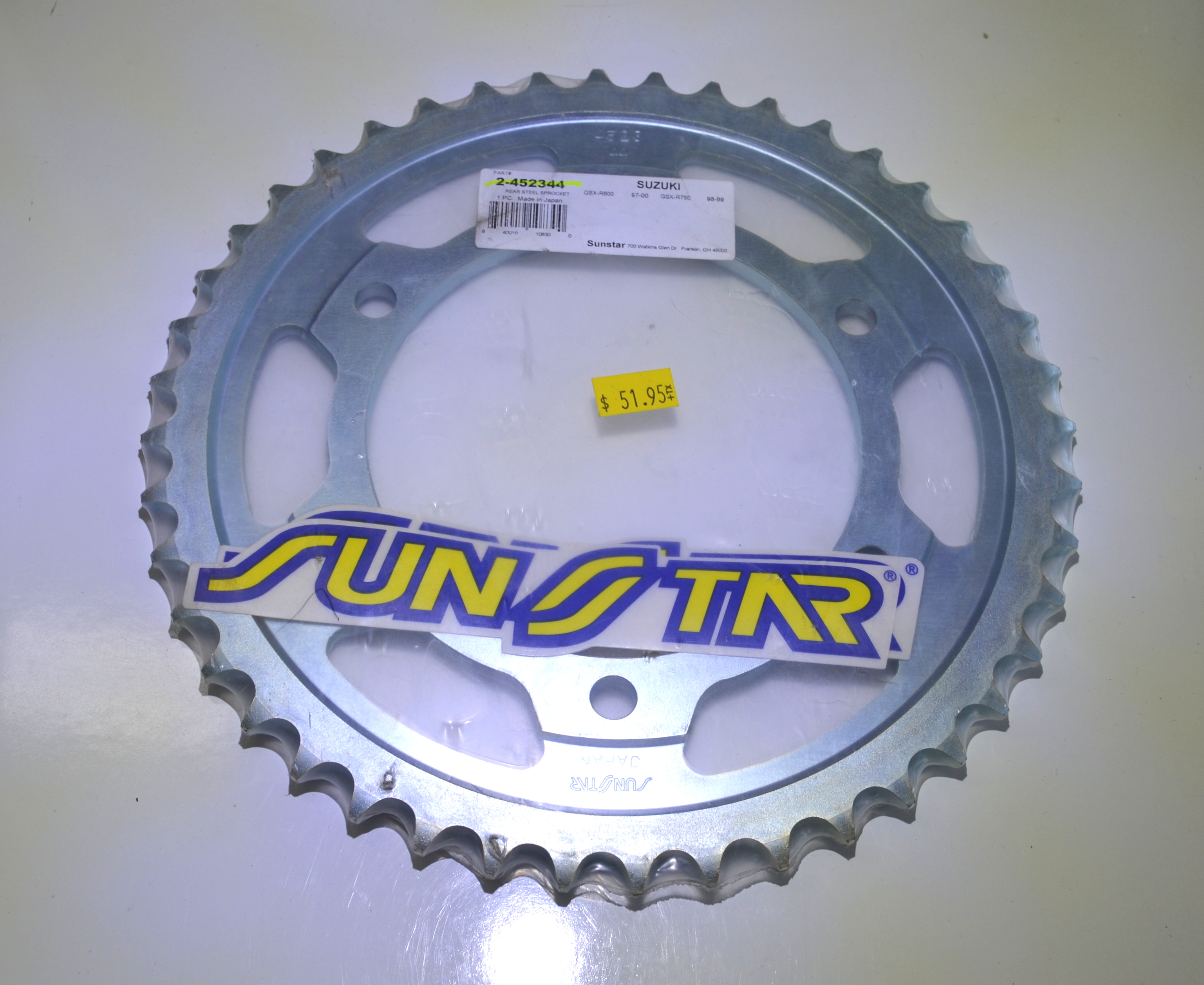 Rear Steel Sprocket 44T - For 97-00 Suzuki GSXR600 98-99 GSXR750 - Click Image to Close