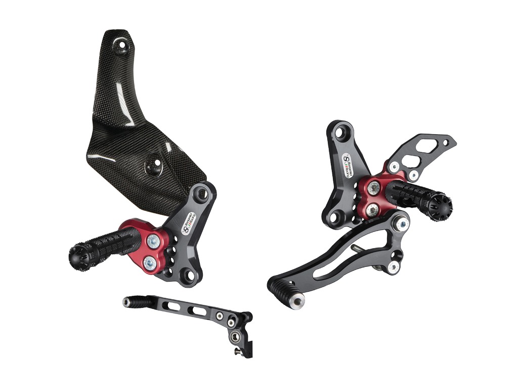 Adjustable Rearsets w/ Carbon Fiber Exhaust Guard - For 09-16 Ducati Streetfighter 848/1098 - Click Image to Close