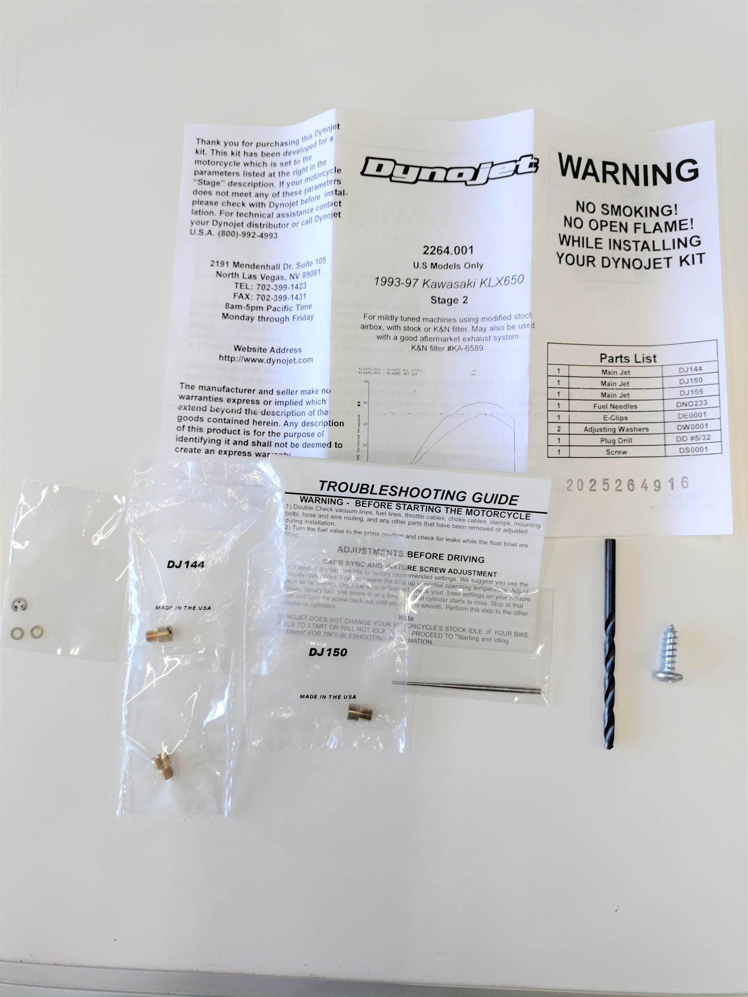 Carburetor Tuning Jet Kit Stage 2 *Open Box* - For 93-97 Kawasaki KLX650 - Click Image to Close