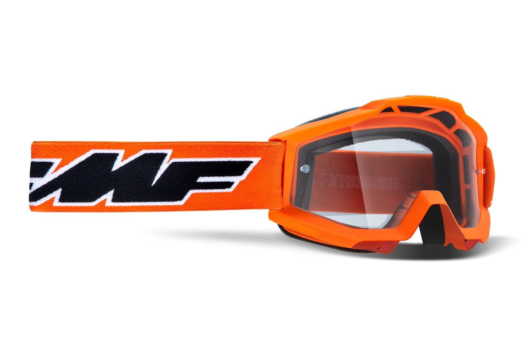 FMF Vision Powerbomb Youth Goggles Rocket Orange w/ Clear Lens - Click Image to Close