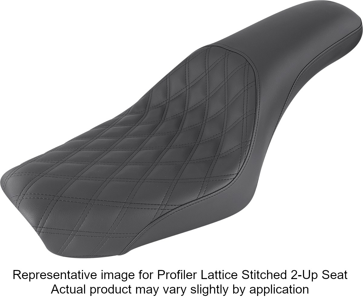 Profiler Lattice Stitched 2-Up Seat - Black - For 18-20 Harley FXFB/S - Click Image to Close