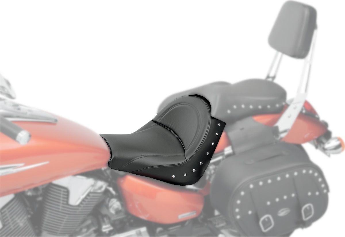 Renegade Deluxe Studded Solo Seat Black Gel Low - For 03-09 Honda VTX1300R/S - Click Image to Close