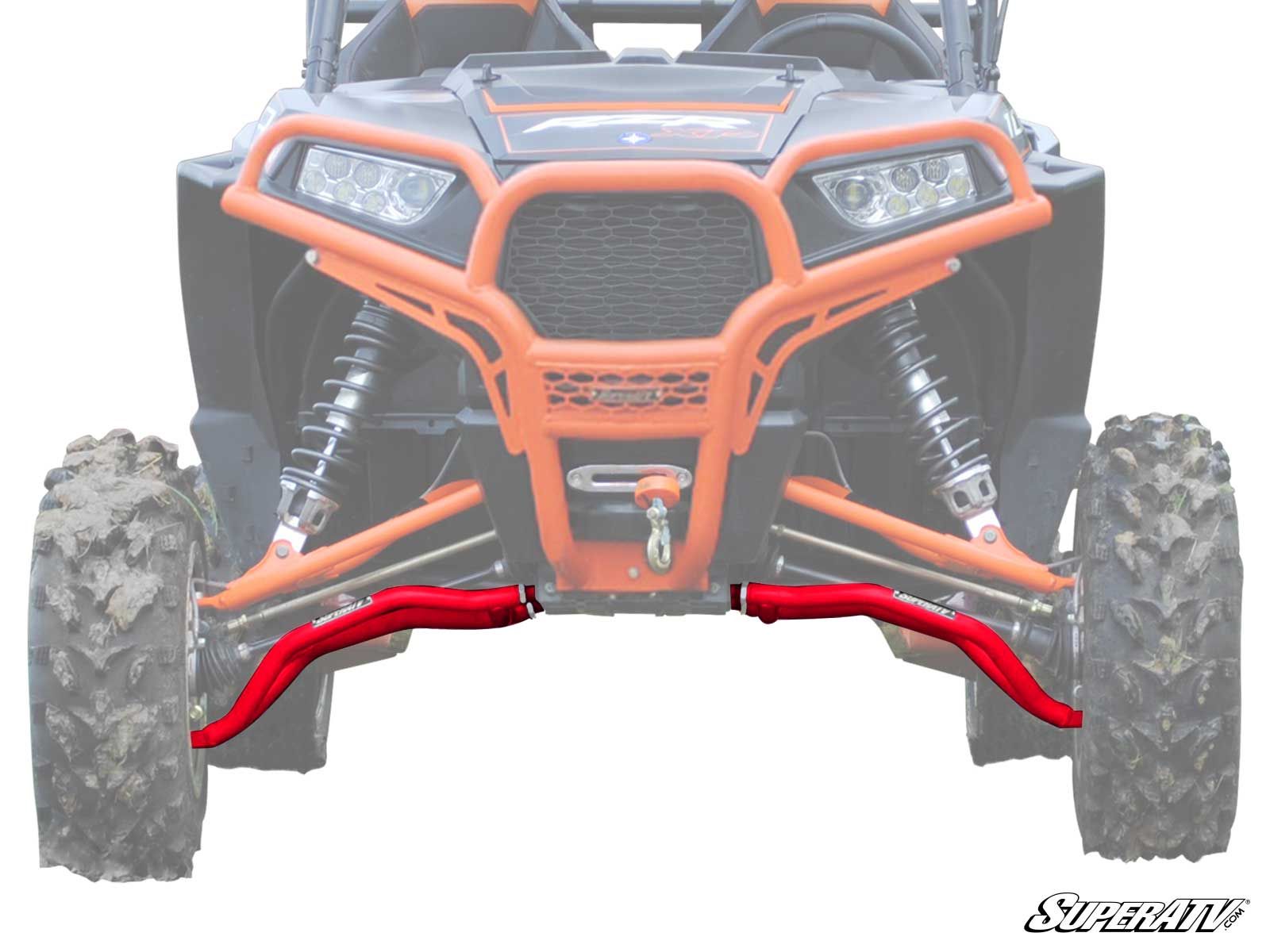 Red High Clearance Front Lower A-Arms Adj. w/o Joints - For 14-22 Polaris RZR XP 1000 - Click Image to Close