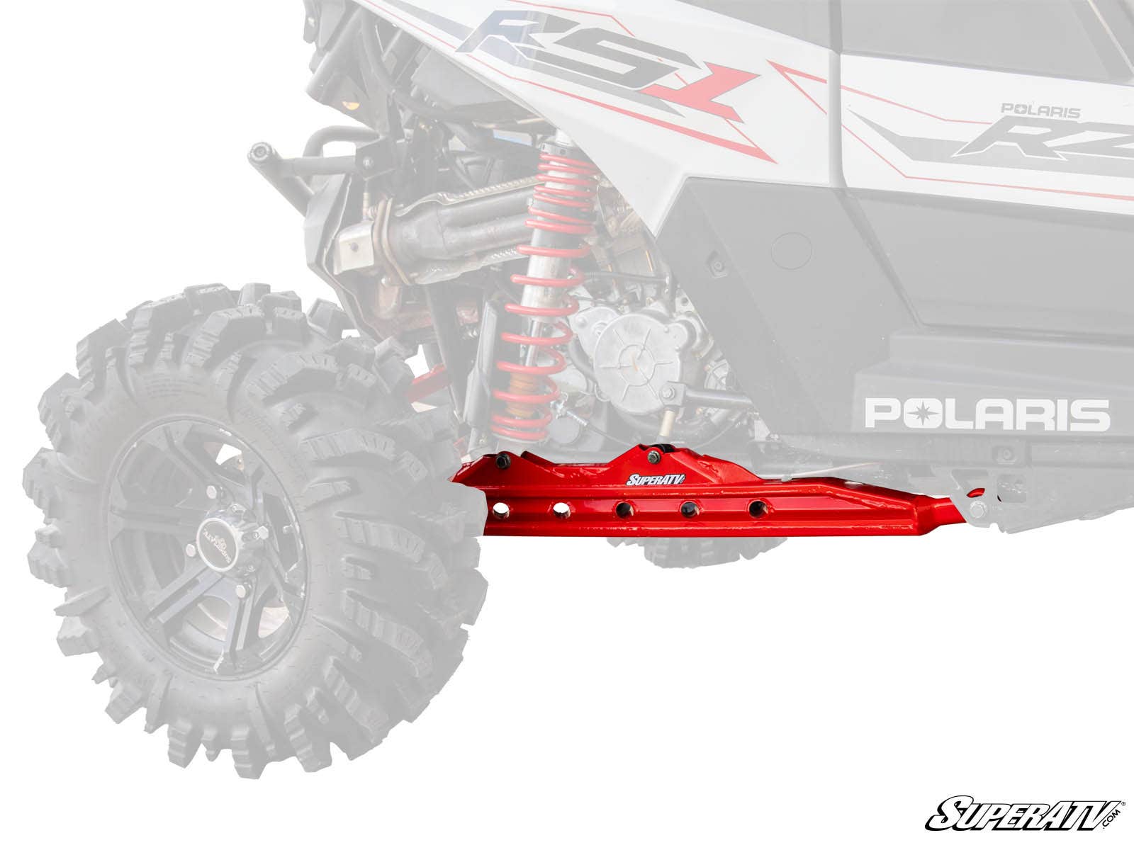 Extended Trailing Arms 1" Rear Offset Red - For Polaris RZR RS1 - Click Image to Close