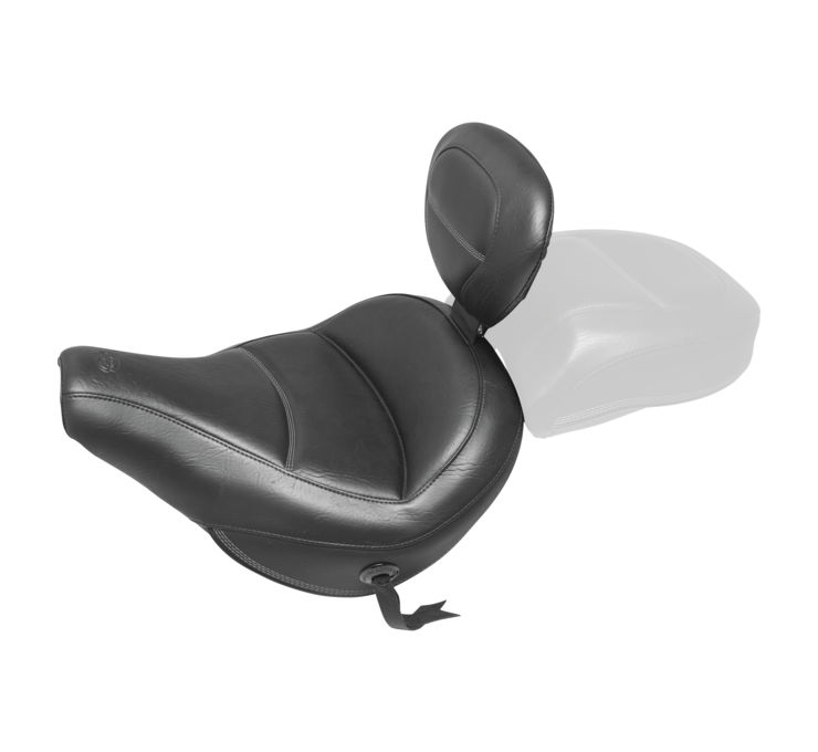 Max Profile Vinyl Solo Seat w/Backrest - For 18-19 Harley FLDE FLHC - Click Image to Close