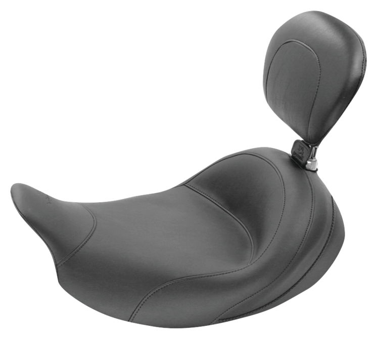 Wide Smooth Naugahyde Solo Seat w/Backrest - For 08-20 Harley FLH FLTR - Click Image to Close