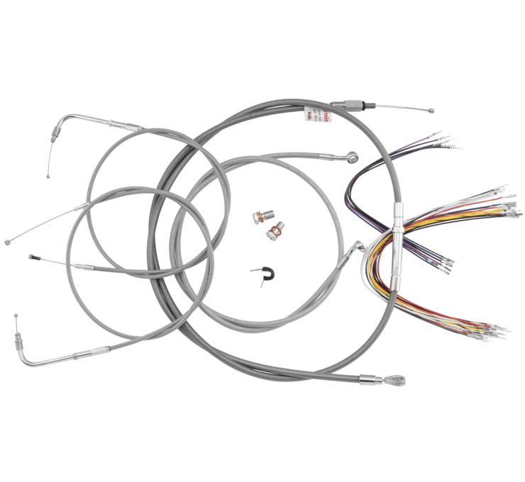 Extended S.S. Control Cable Kit - 14" tall bars - For 11-14 Harley Davidson FLST/C/F/N ABS - Click Image to Close