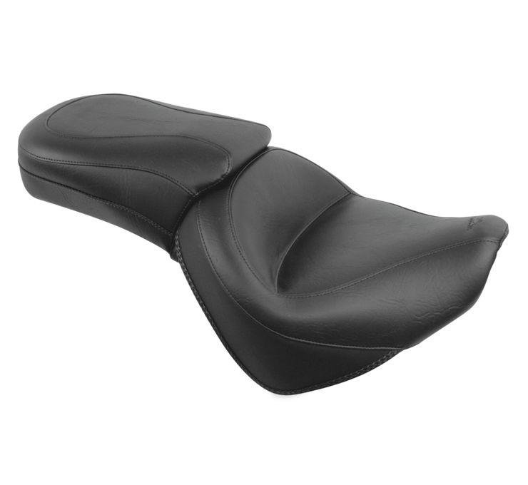 Touring Smooth Vinyl 2-Up Seat - Black - For Honda Stateline Interstate Sabre - Click Image to Close