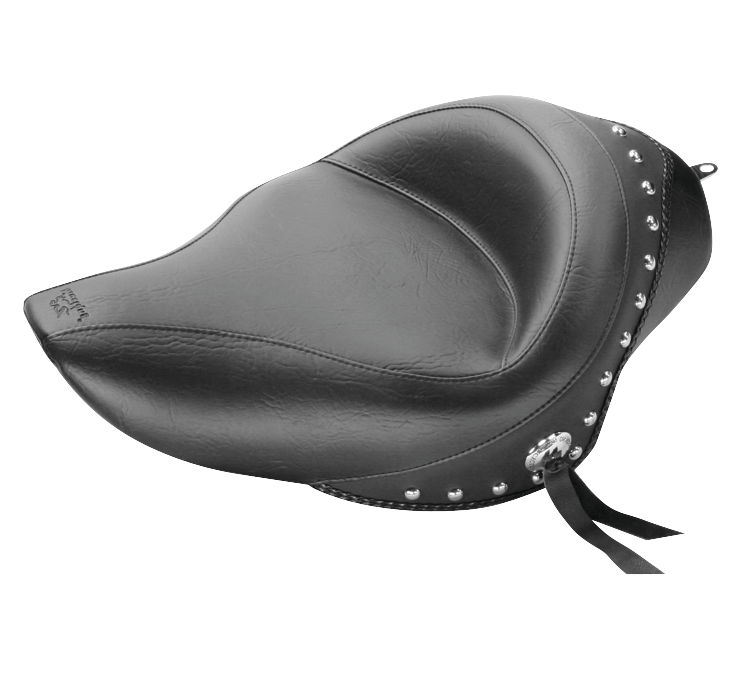 Vintage Concho Studded Vinyl Solo Seat - Black - For 04-20 Harley XL XR - Click Image to Close