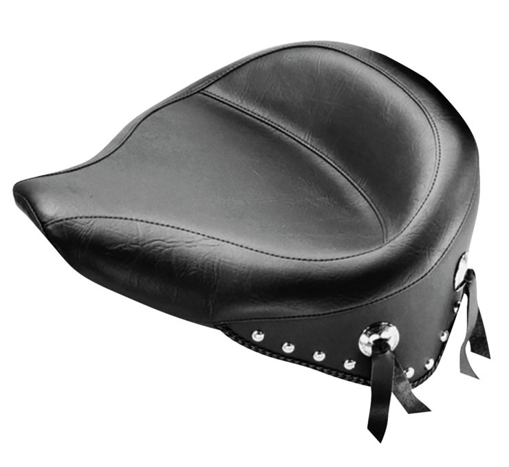 Wide Concho Skirt Studded Vinyl Solo Seat - For 00-15 Harley Softail - Click Image to Close