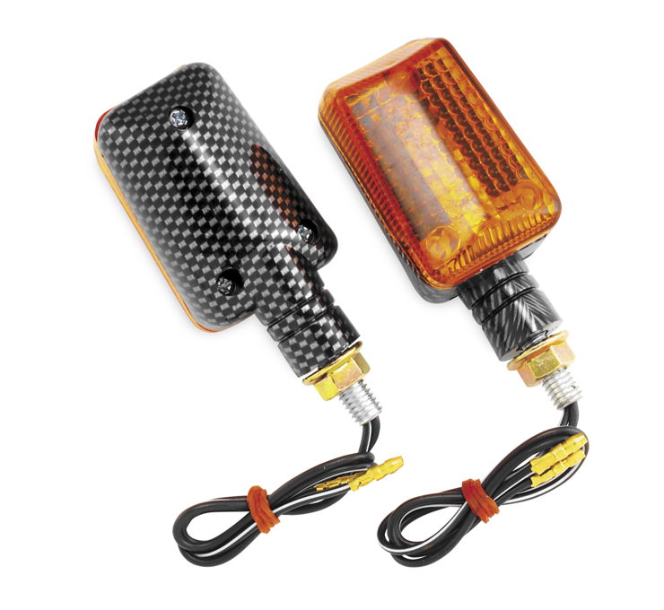 Mini Stalk Mini Marker Light Kit - Amber Lens Clear Bulb Carbon Look Shell - Click Image to Close