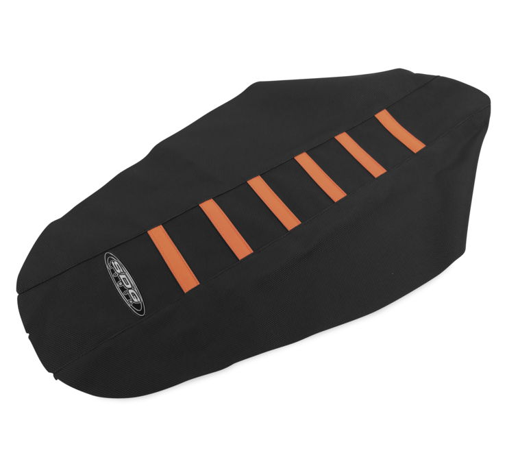 6-Rib Water Resistant Seat Cover Black/Orange - For 11-15 KTM 125-450 - Click Image to Close