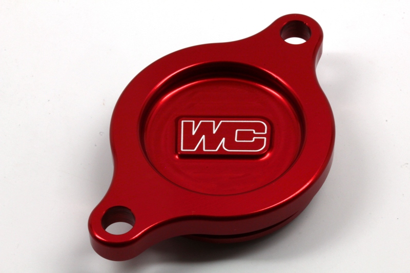 Red Oil Filter Cover - For 07-22 Suzuki RMZ250 - Click Image to Close