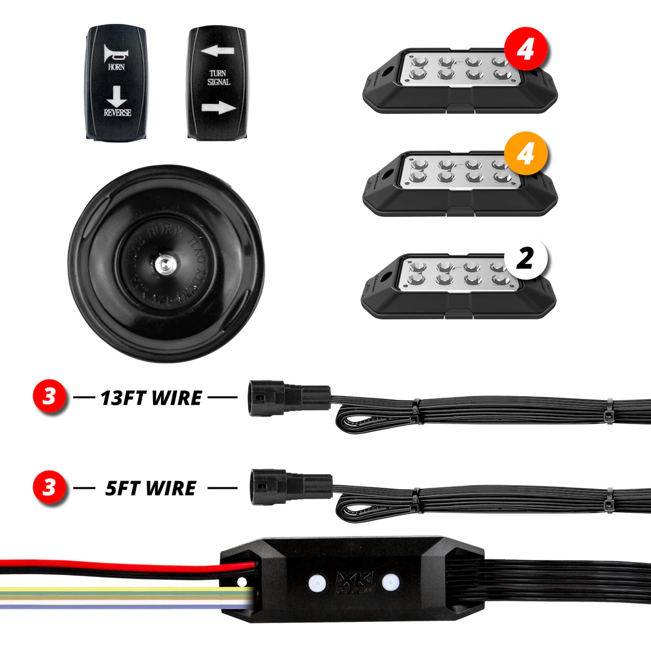 10 Piece Advance UTV Turn Signal Brake Light Horn Kit - Click Image to Close