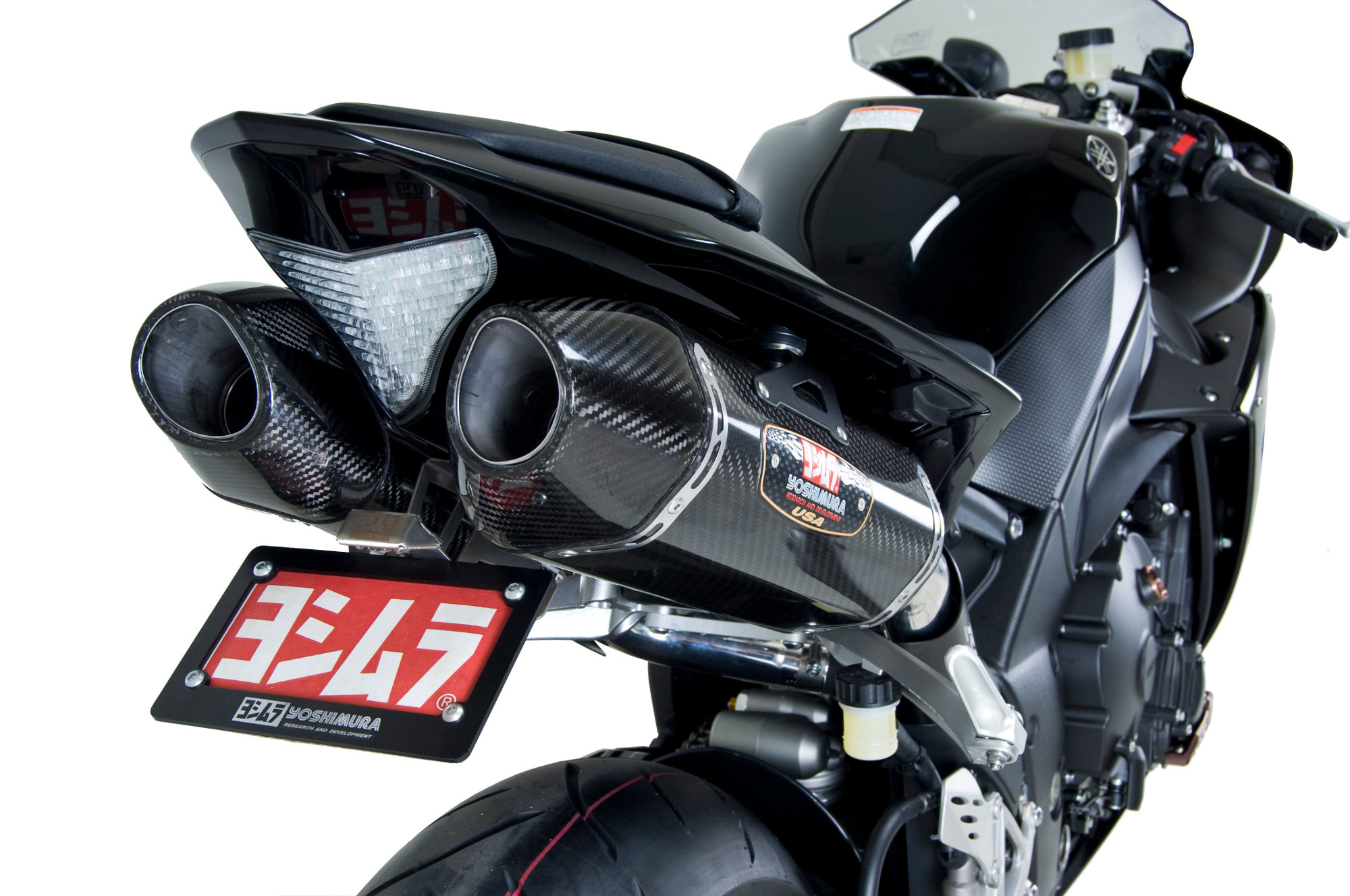 Street R77 Carbon Fiber Dual Slip On Exhaust - For 09-14 Yamaha R1 - Click Image to Close