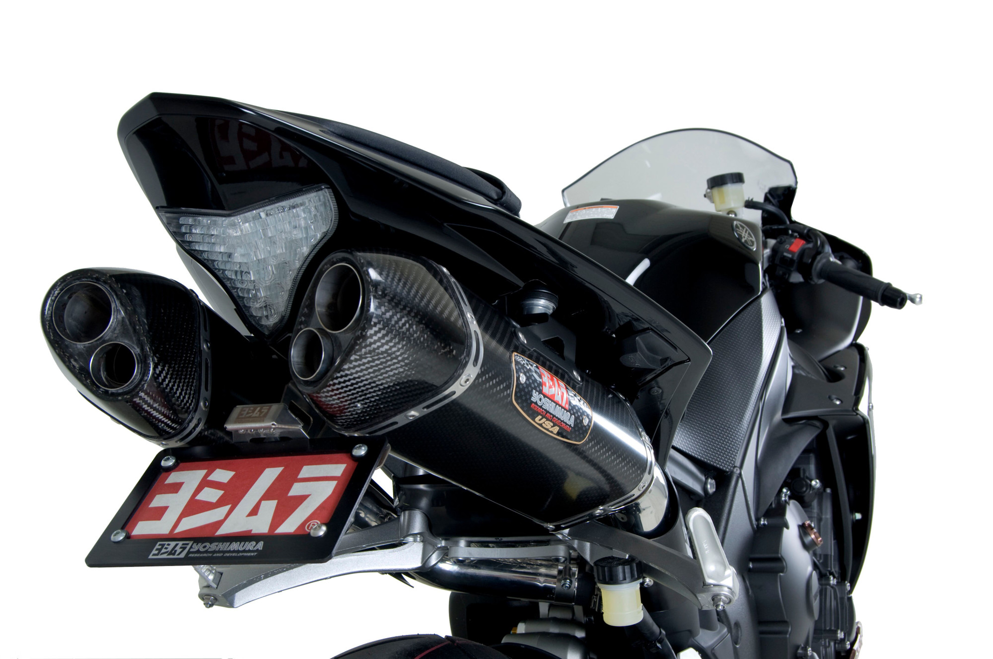 Street TRCD Carbon Fiber Dual Slip On Exhaust - For 09-14 Yamaha R1 - Click Image to Close