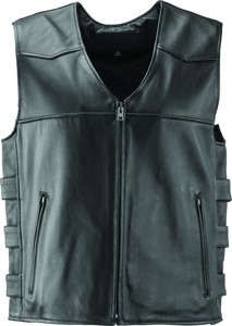 River Road Plains Leather Vest Black - 4XL