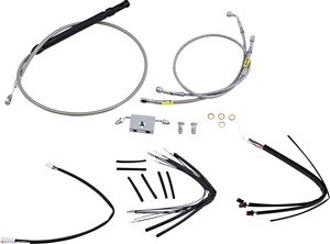 Extended Braided S.S. Control Cable Kit For 14" Gorila Bars - Fits 18-20 Harley Softail Deluxe, Fat Boy, Heritage