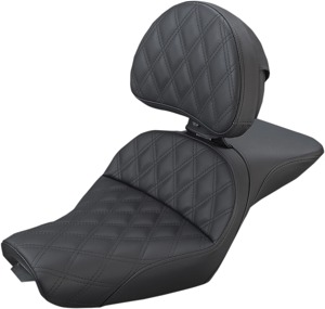 Explorer 2-Up Seat Black w/Backrest - For 04-20 Harley XLC