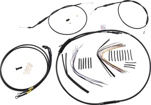 Extended Black Control Cable Kit For 14" T-Bar Handlebars - Fits 96-05 Dyna Low Rider & Super Glide