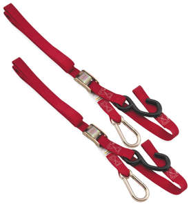 Integrated Tie Downs - Pair - 1" x 84" Carabiner Soft Hook - Red