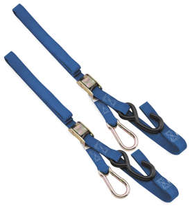 Integrated Tie Downs - Pair - 1" x 84" Carabiner Soft Hook - Blue