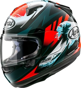 Arai Quantum-X Wave Helmet 2XL Red Gloss - Full face helmet with Wave graphic