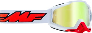 FMF PowerBomb Rocket Goggles White True Gold Lens - Mirrored lens goggles with spare clear lens