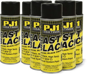 Case of 6 - Fast Black 1500f High Temp Paint, Flat Finish, 11oz Aerosol