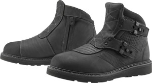 ICON El Bajo2 Boots Black Size 9 - Durable leather motorcycle boots