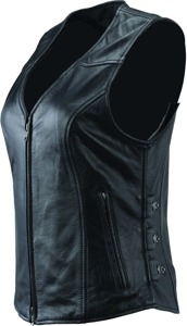 Plains Leather Vest Black Womens - Small