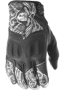 Women's Vixen Riding Gloves Black/White Lace Large