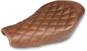 Renegade Lattice Stitched Solo Seat Brown Gel - For 04-20 Harley XL