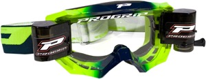 3200 Fluorescent Yellow / Blue Venom OTG Goggles - Clear Lens w/ Roll-Off System