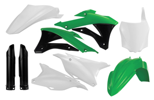 Full Plastic Kit - White/Green/Black Original 2014 - For 14-21 Kawasaki KX85 KX100