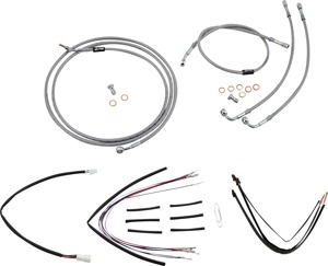 Extended Stainless Control Cable Kit For 14in Gorila / 19in Louie B Bar - Fits 2015-2016 Harley Davidson Road Glide Models