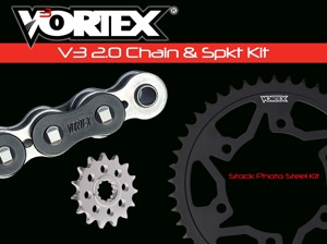 V3 Chain & Sprocket Kit Black SX Chain 525 15/42 Hardcoat Aluminum - For 10-13 Kawasaki Z1000