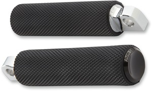 Knurled Standard Male Mount Footpegs - Knurled Rubber Ftpgs Blk