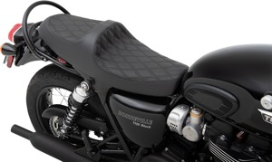 Predator Double Diamond Vinyl 2-Up Seat - Black - For Bonneville T100/120