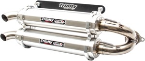 Brushed Stainless Stage 5 Dual Slip On Exhaust - For 16+ RZR XP Turbo / S