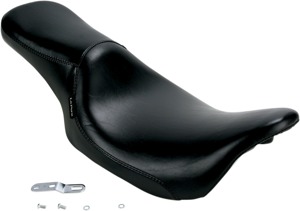 Silhouette Smooth Vinyl 2-Up Seat Black Low - For 08-20 Harley FLH FLT