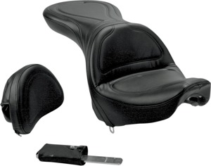 Explorer Stitched 2-Up Seat Black Gel w/Backrest - For HD FXSTD