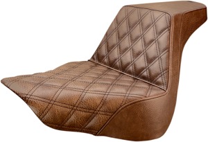 Step-Up Front Lattice Stitch 2-Up Seat Brown Gel - For 18-21 HD FLFB