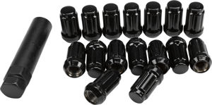 12mmx1.50 Lock Style Lug Nuts Black W/key 16/pk - Polaris RZR & CanAm Maverick/X3