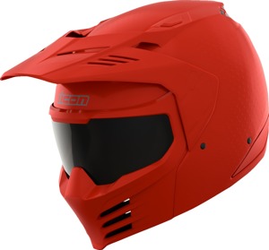 ICON Elsinore Monotype Helmet Red Matte 3XL - Modular off-road helmet with fog-free shield