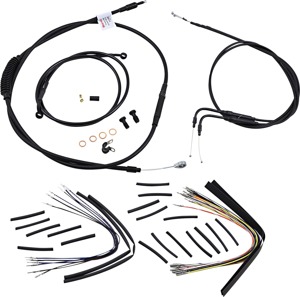 Extended Black Control Cable Kit For Single Brake Softails w/ + 16" tall bars