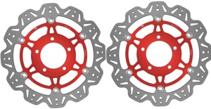 Front VEE Brake Rotors - Red - VEE Style Brake Rotor - Red Center Front Set